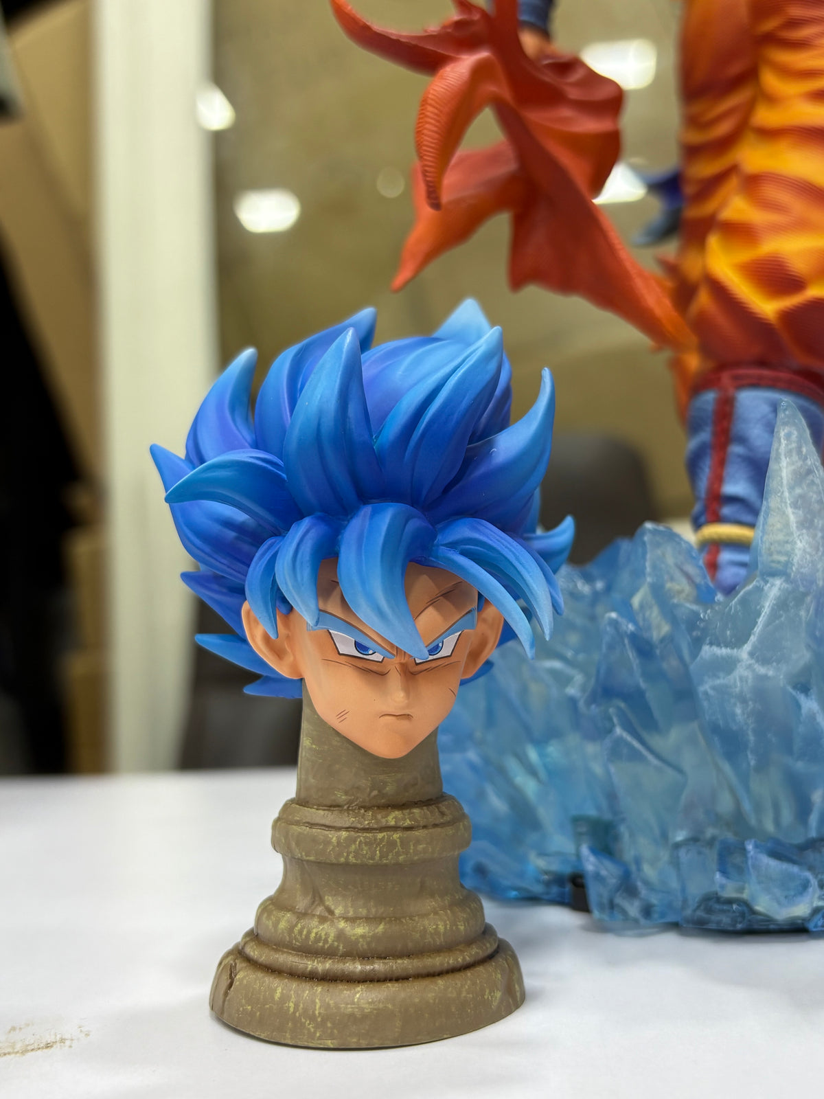 Dragon Ball Z Super Saiyan God Goku LED Light-Up Crystal Base Collectible Figure