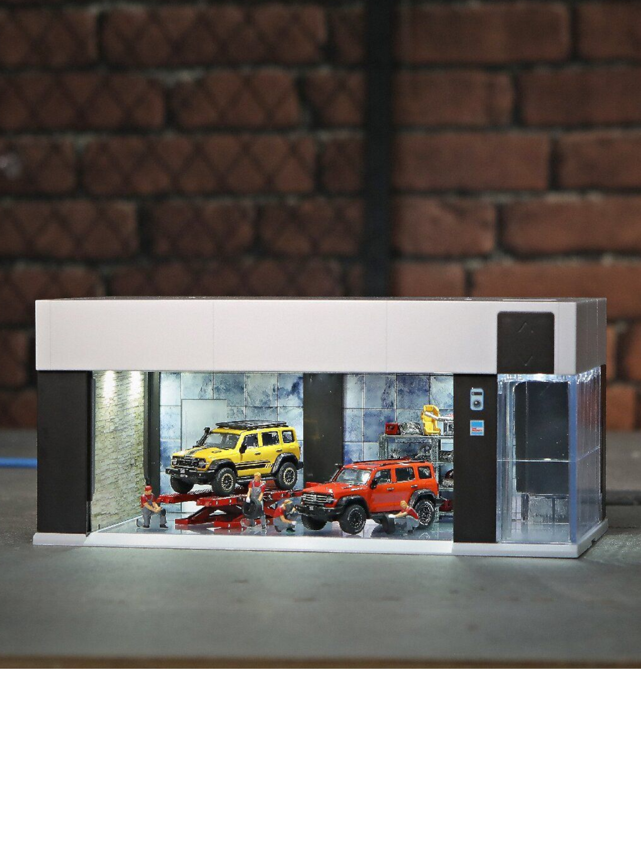 Electric Motorized Garage Diorama With Lights and Voice Control for 1:64 Diecast Scale Models
