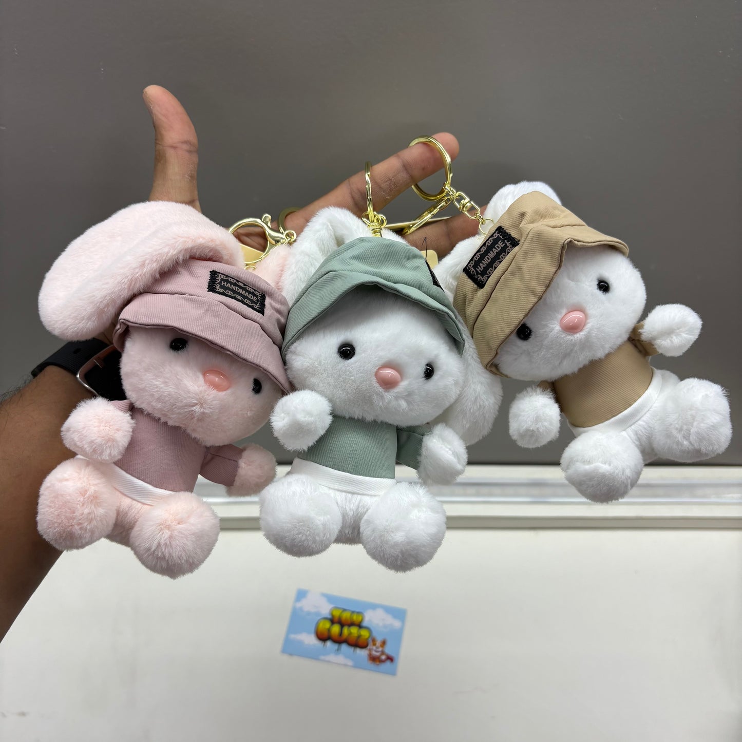 Hoodie Bunny Plush Keychain