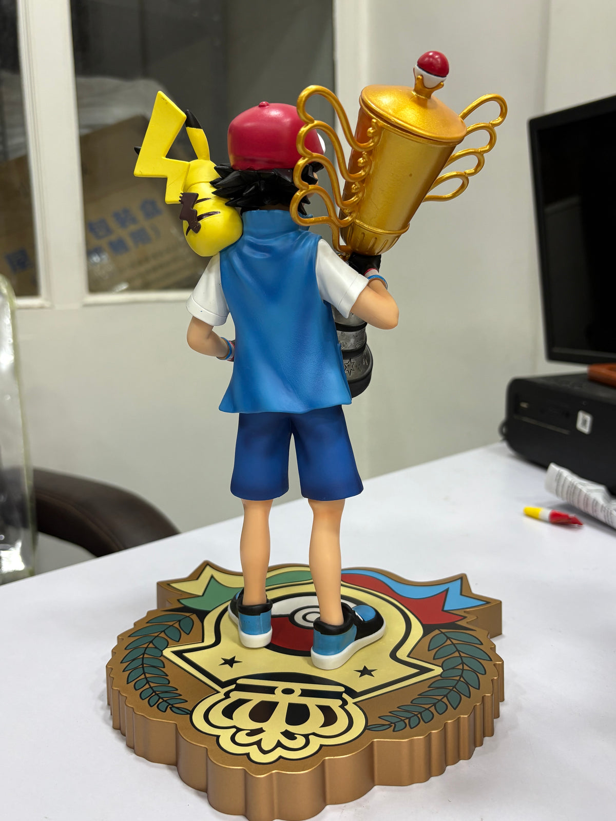 Pokémon Ash Ketchum Champion Trophy with Pikachu Collectible Figure