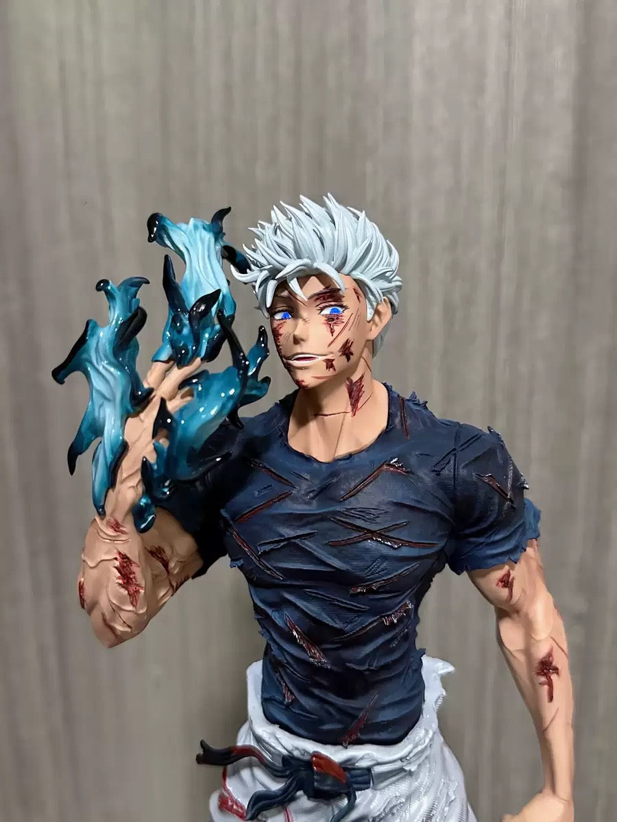 Satoru Gojo Battle-Damaged Figure with Energy Effect Base