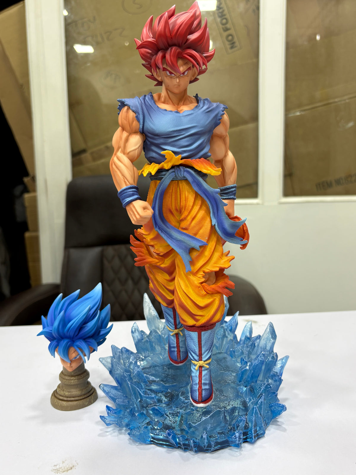 Dragon Ball Z Super Saiyan God Goku LED Light-Up Crystal Base Collectible Figure