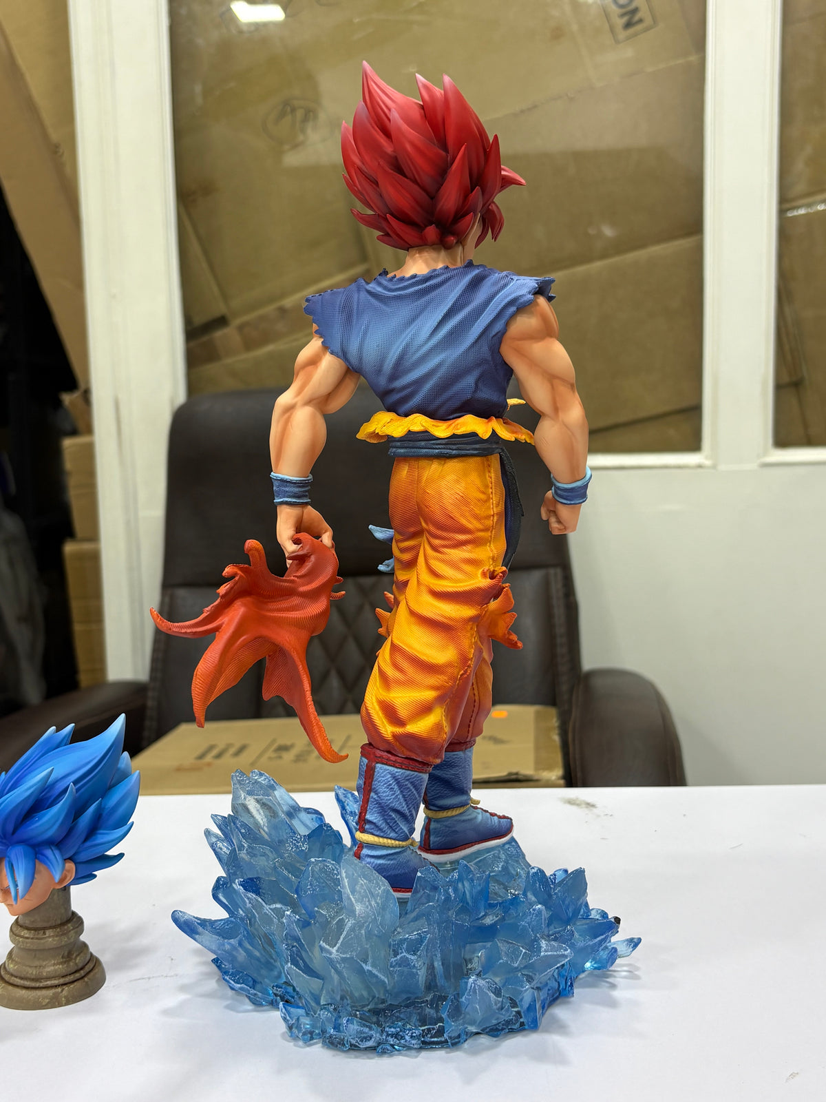 Dragon Ball Z Super Saiyan God Goku LED Light-Up Crystal Base Collectible Figure
