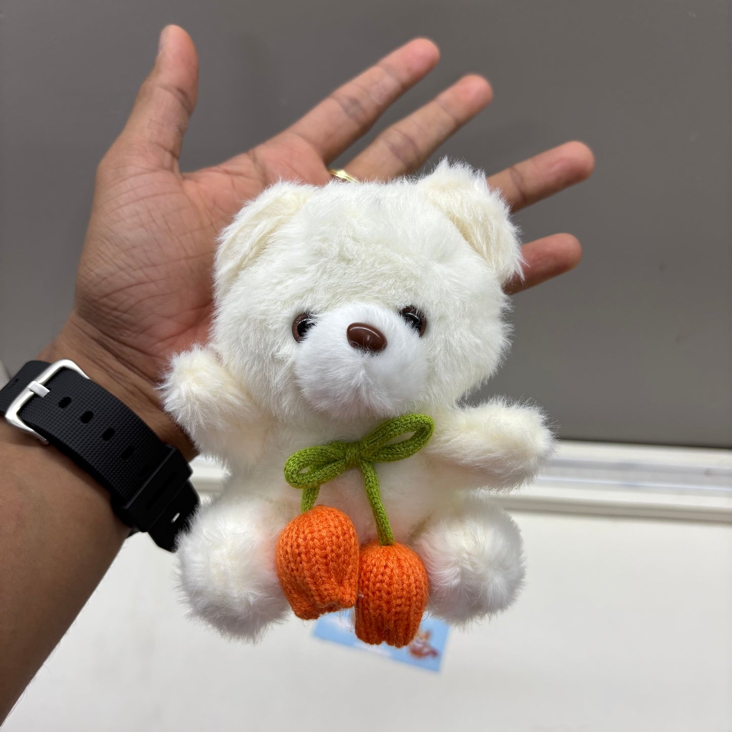 Knitted Tulip Teddy Plush Keychain