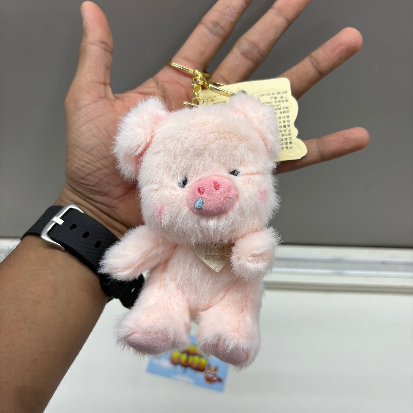 Fluffy Cute Pig Keychain Plush