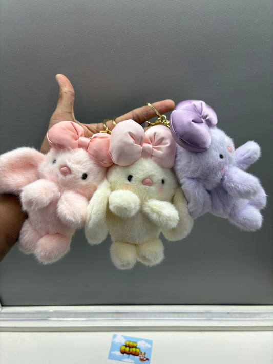 Bow Bunny Plush Keychain
