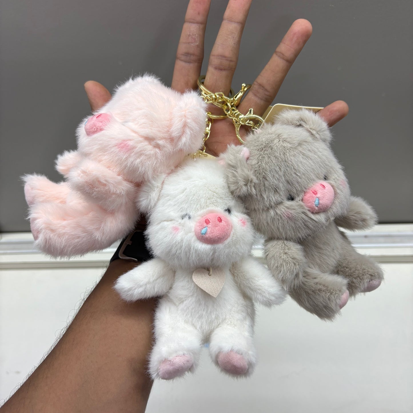 Fluffy Cute Pig Keychain Plush