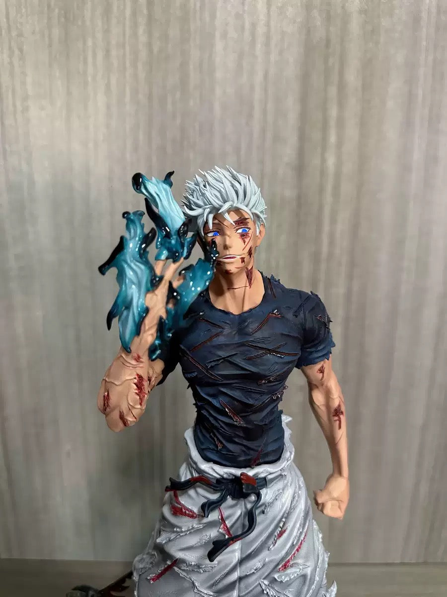 Satoru Gojo Battle-Damaged Figure with Energy Effect Base