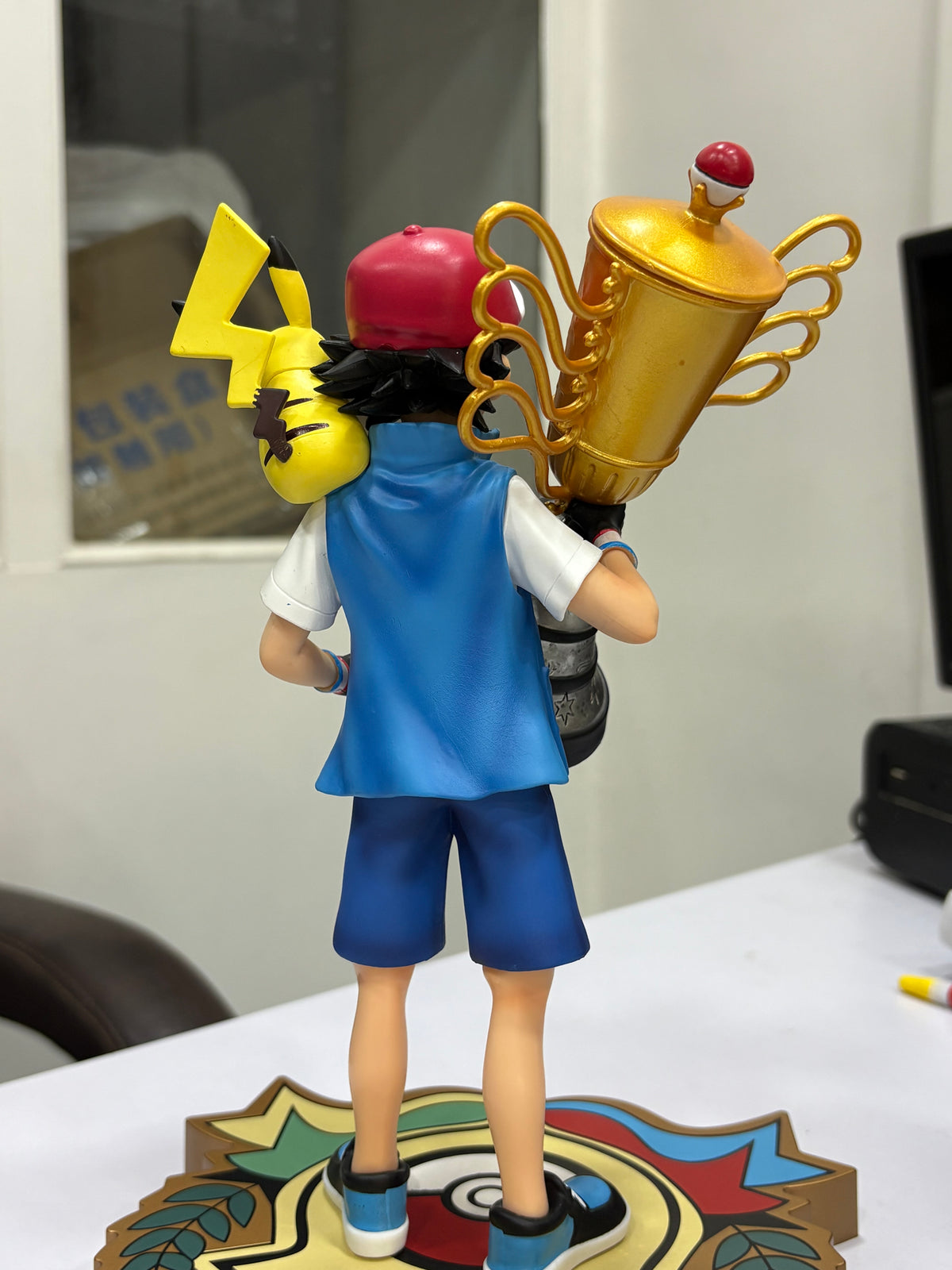 Pokémon Ash Ketchum Champion Trophy with Pikachu Collectible Figure