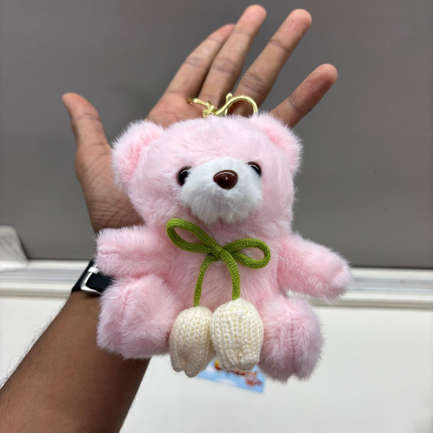 Knitted Tulip Teddy Plush Keychain
