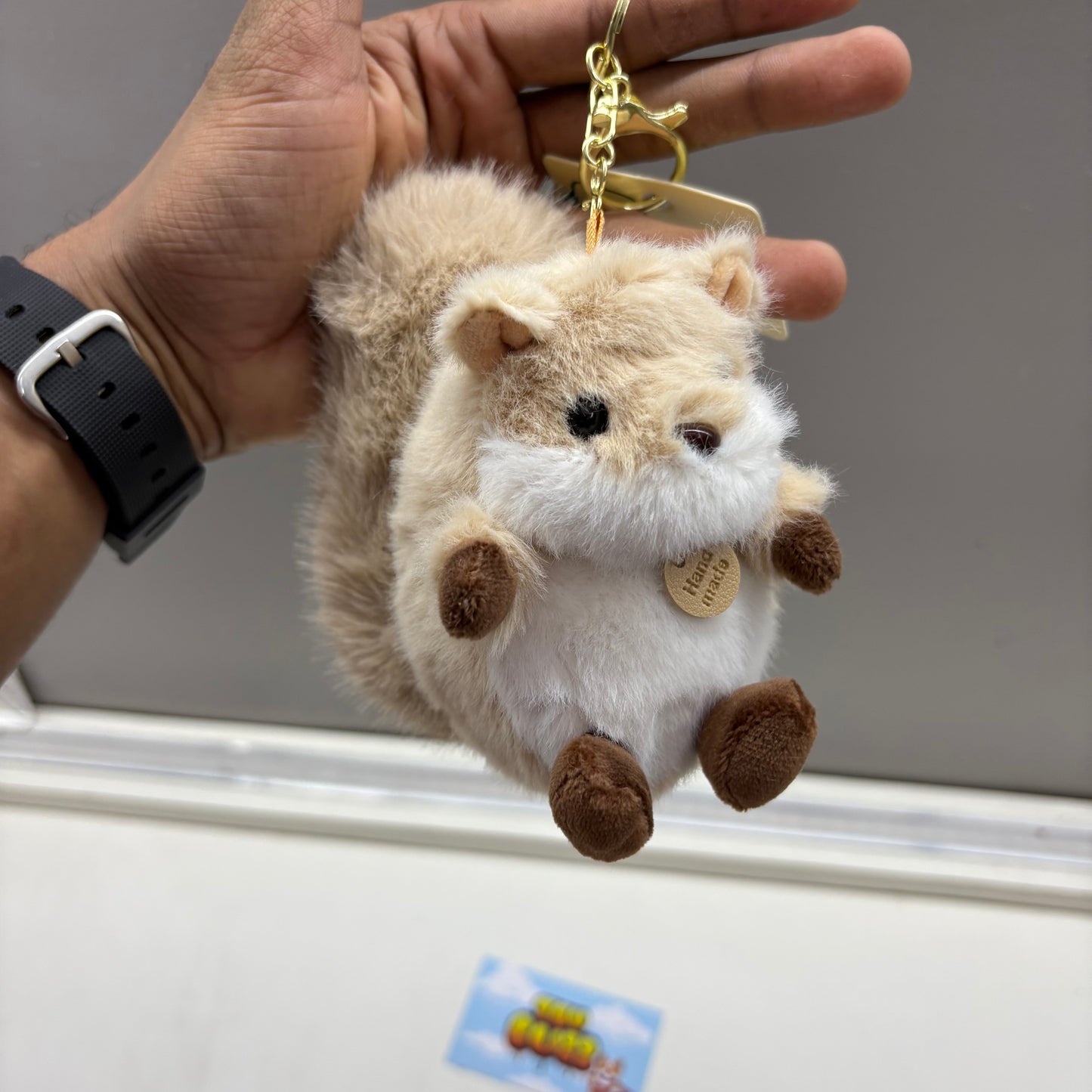 Fluffy Squirrel Plush Keychain