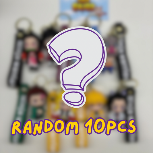 Random 10 Rubber keychain pcs