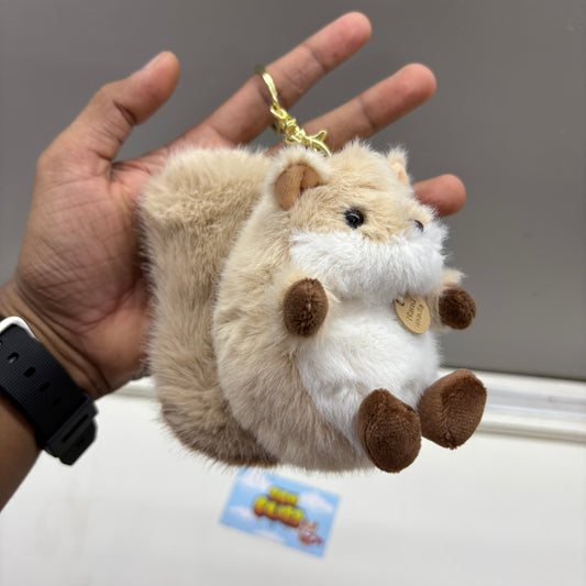 Fluffy Squirrel Plush Keychain