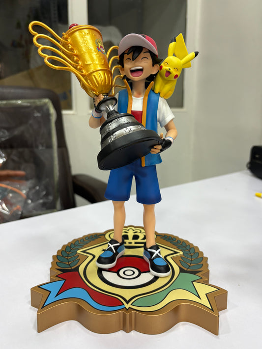 Pokémon Ash Ketchum Champion Trophy with Pikachu Collectible Figure
