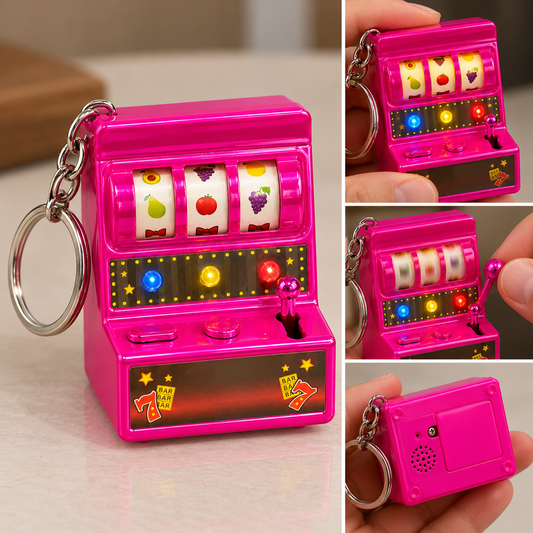 Mini Slot Machine Keychain with LED Lights & Sound | Bingo