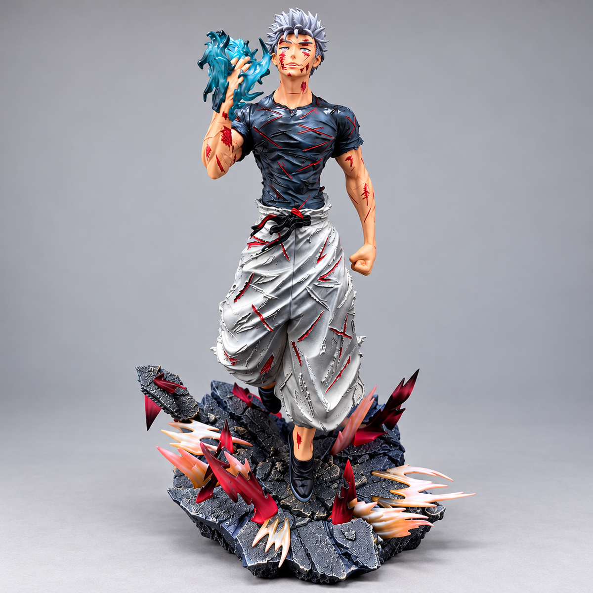 Satoru Gojo Battle-Damaged Figure with Energy Effect Base