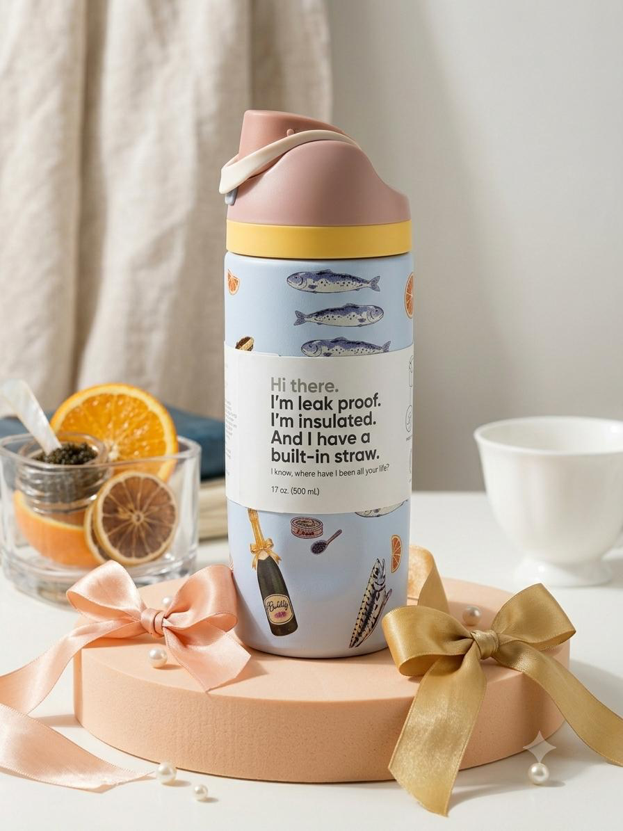 Miumi- Pastel Aesthetic Insulated Water Bottle with Built-in Straw – 500ml