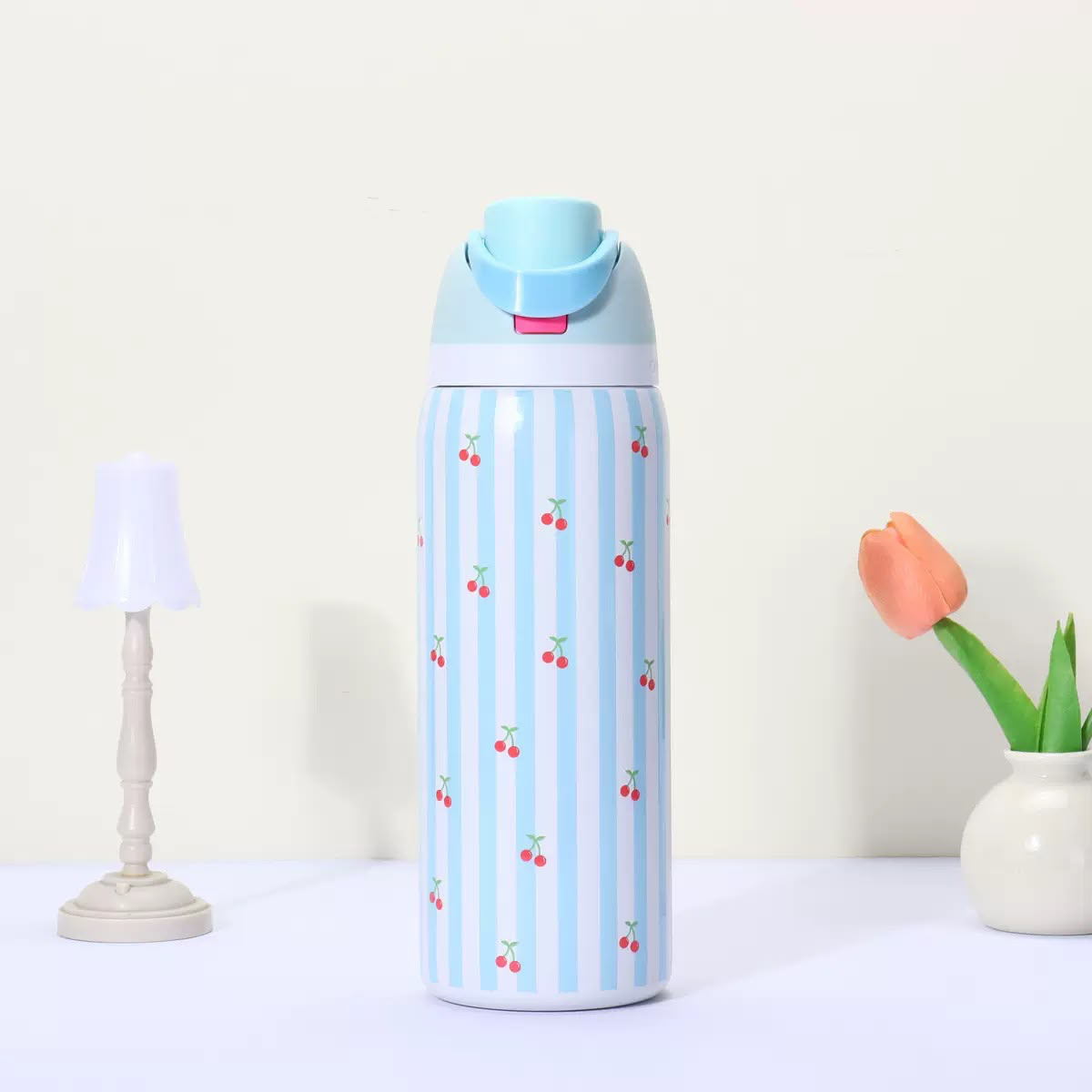 Miumi- Pastel Aesthetic Insulated Water Bottle with Built-in Straw – 500ml