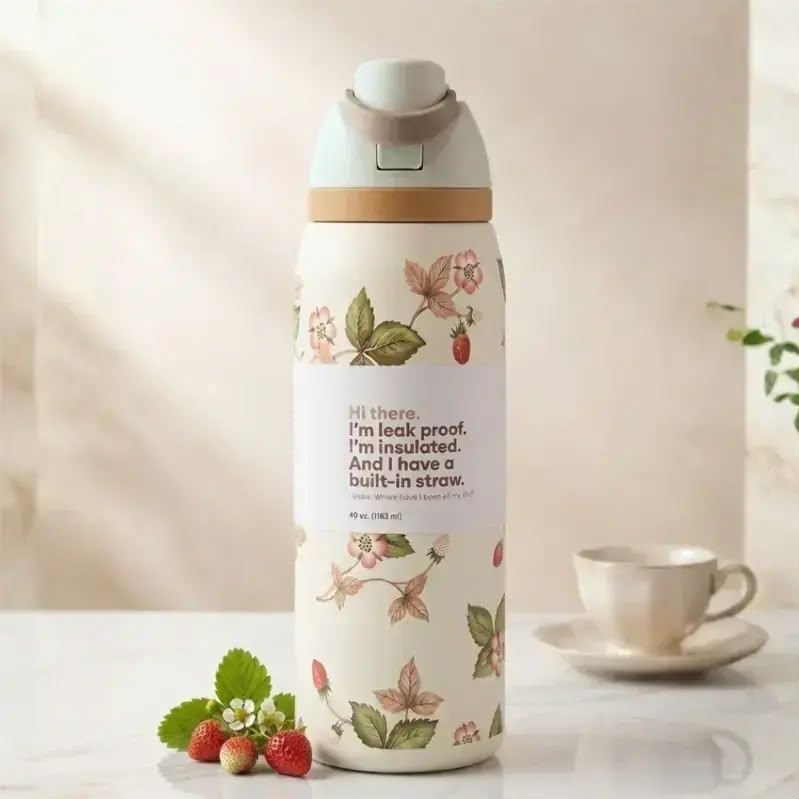 Miumi- Pastel Aesthetic Insulated Water Bottle with Built-in Straw – 500ml