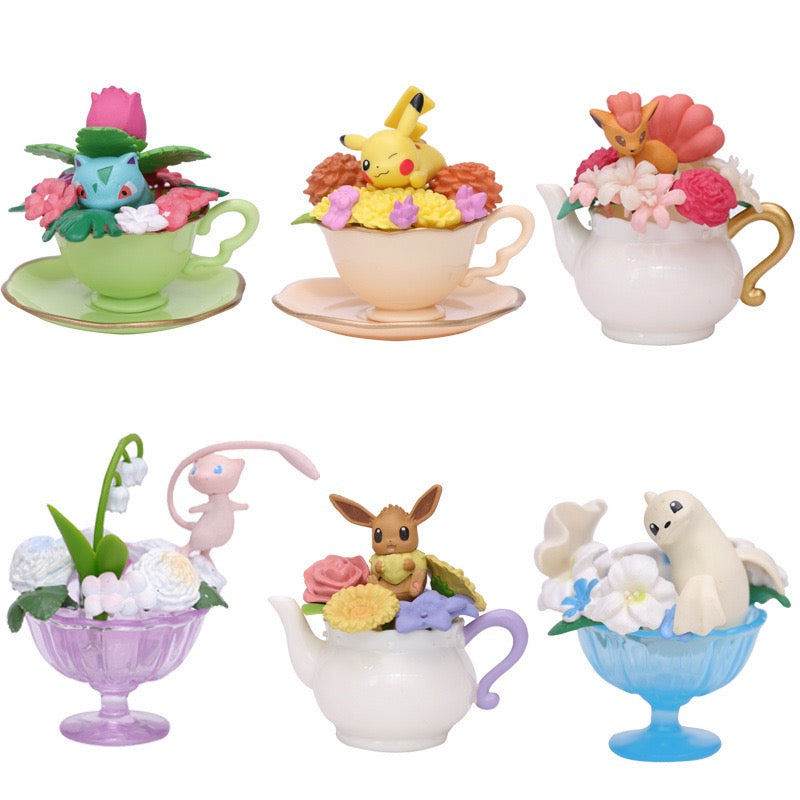 Pokémon Floral Teacup & Teapot Miniature Figurine Collection – 6 Designs set