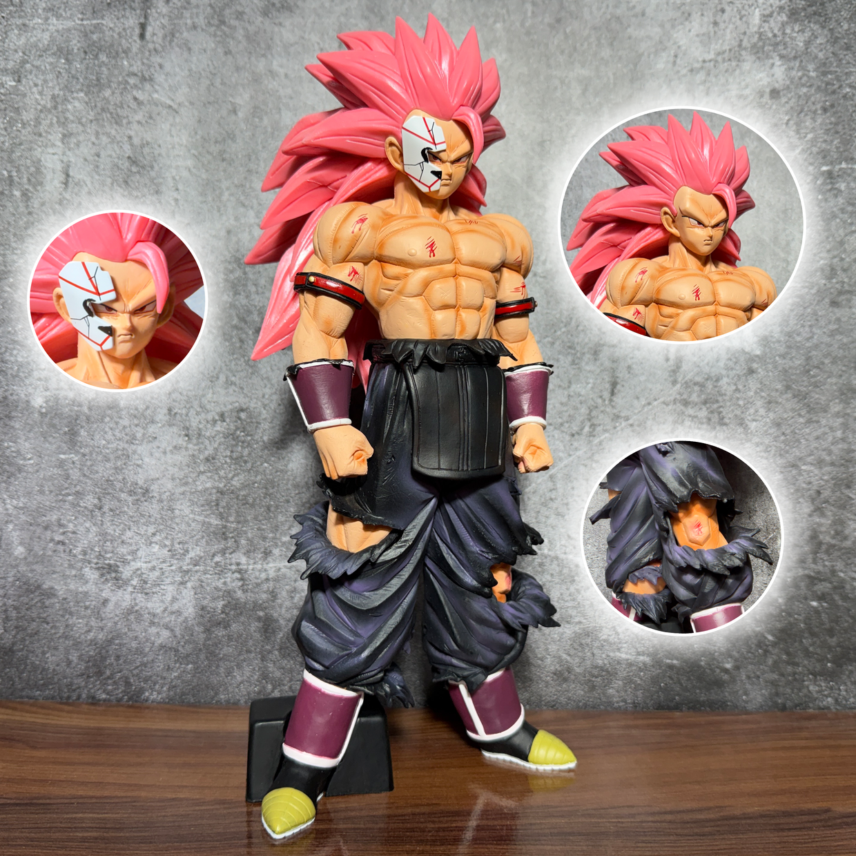 Rose gold Goku ssj3 | 30cm | Magnetic mask | Dragon ballz