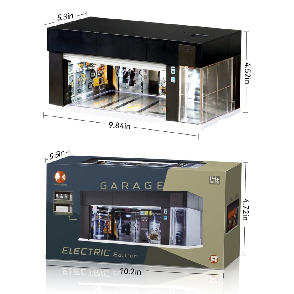 Electric Motorized Garage Diorama With Lights and Voice Control for 1:64 Diecast Scale Models