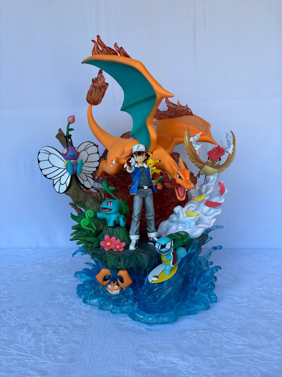 Ash with all Pokemon Figure | Charizard, pikachu , square| 41cm | Premium figure