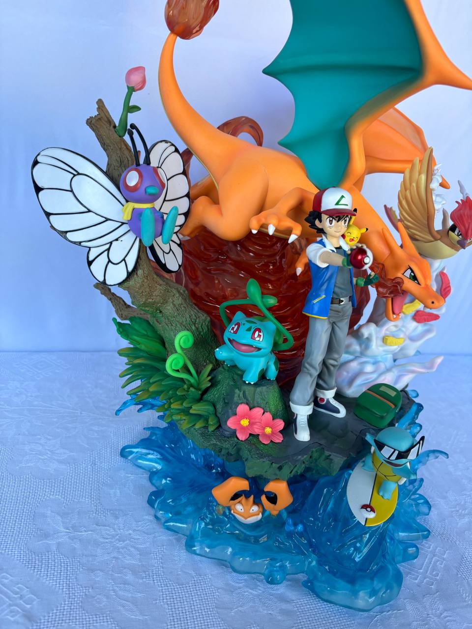 Ash with all Pokemon Figure | Charizard, pikachu , square| 41cm | Premium figure